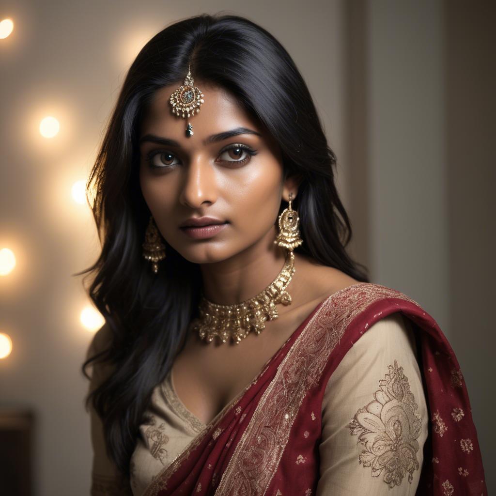 A stunning image of indian model in soft lighting.