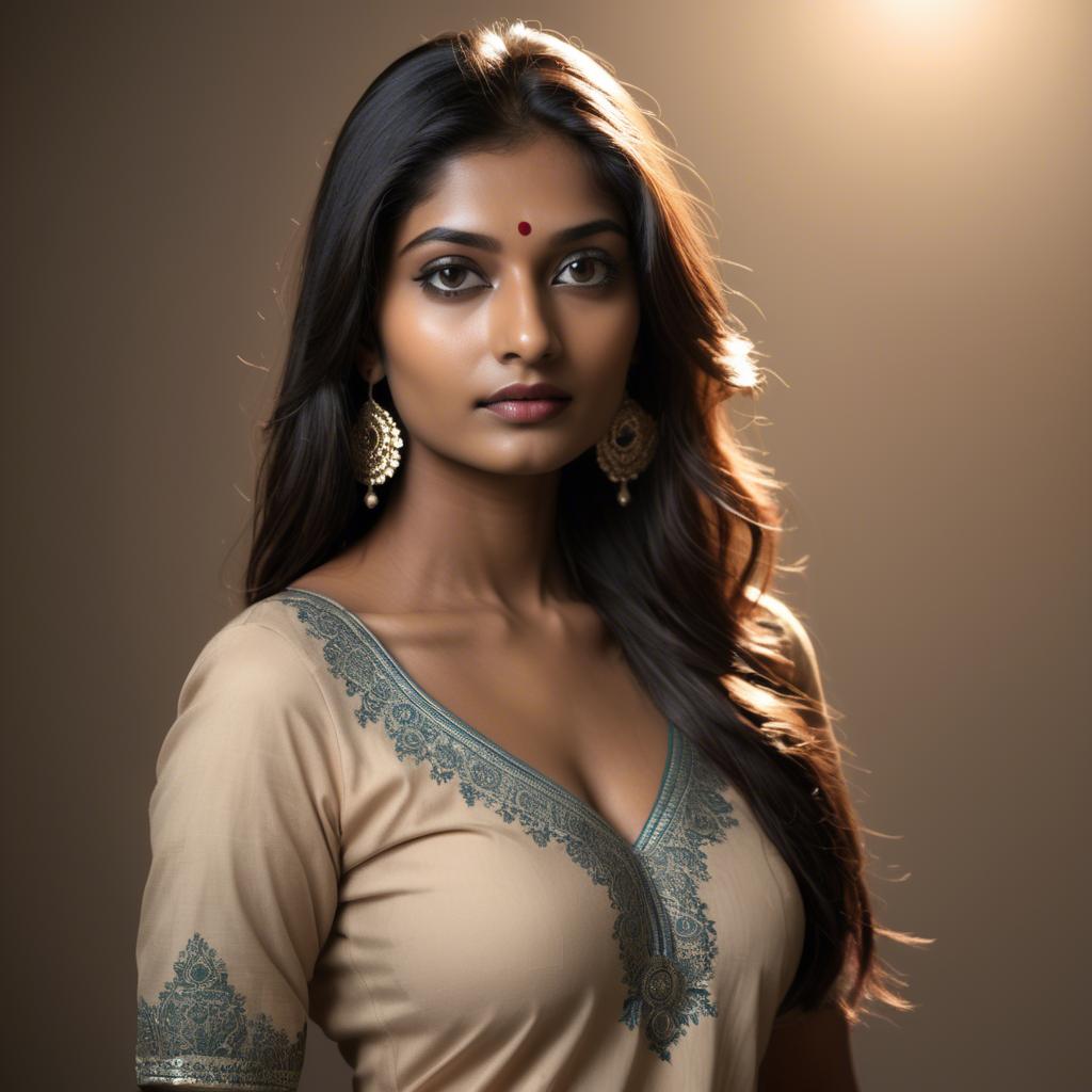 A stunning image of indian model in soft lighting.