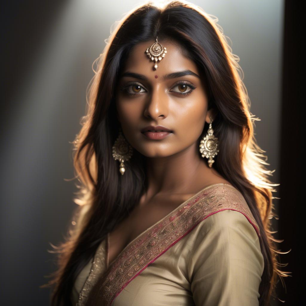 A stunning image of indian model in soft lighting.