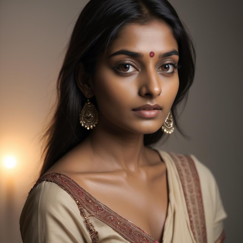 A stunning image of indian model in soft lighting.