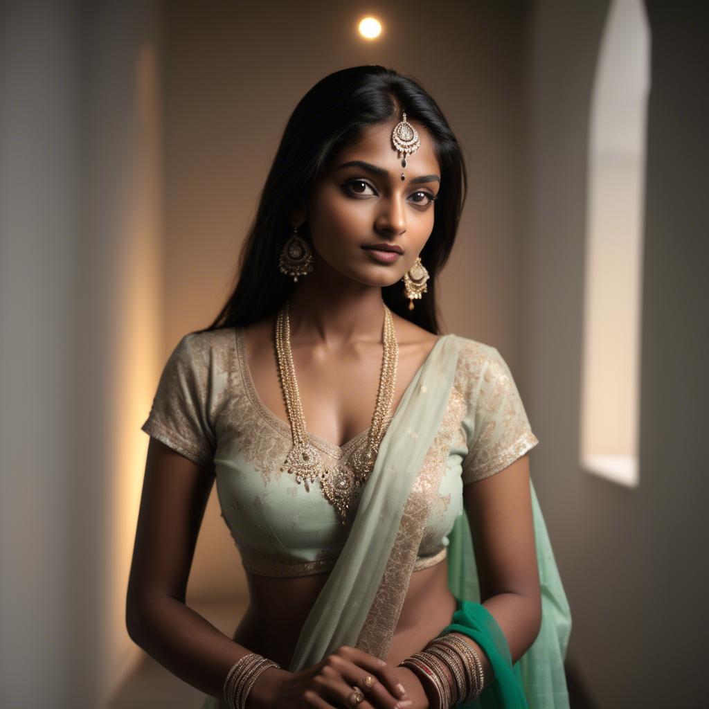 A stunning image of indian model in soft lighting.