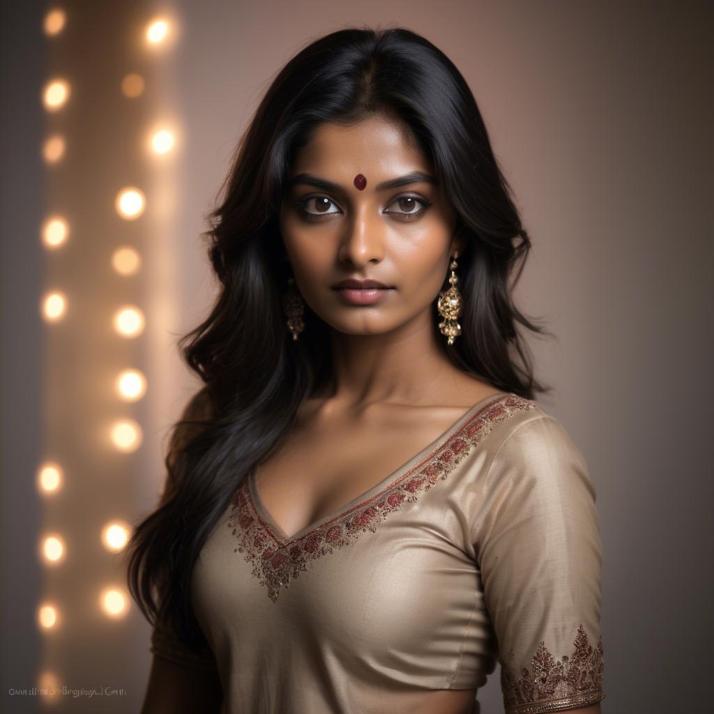 A stunning image of indian model in soft lighting.