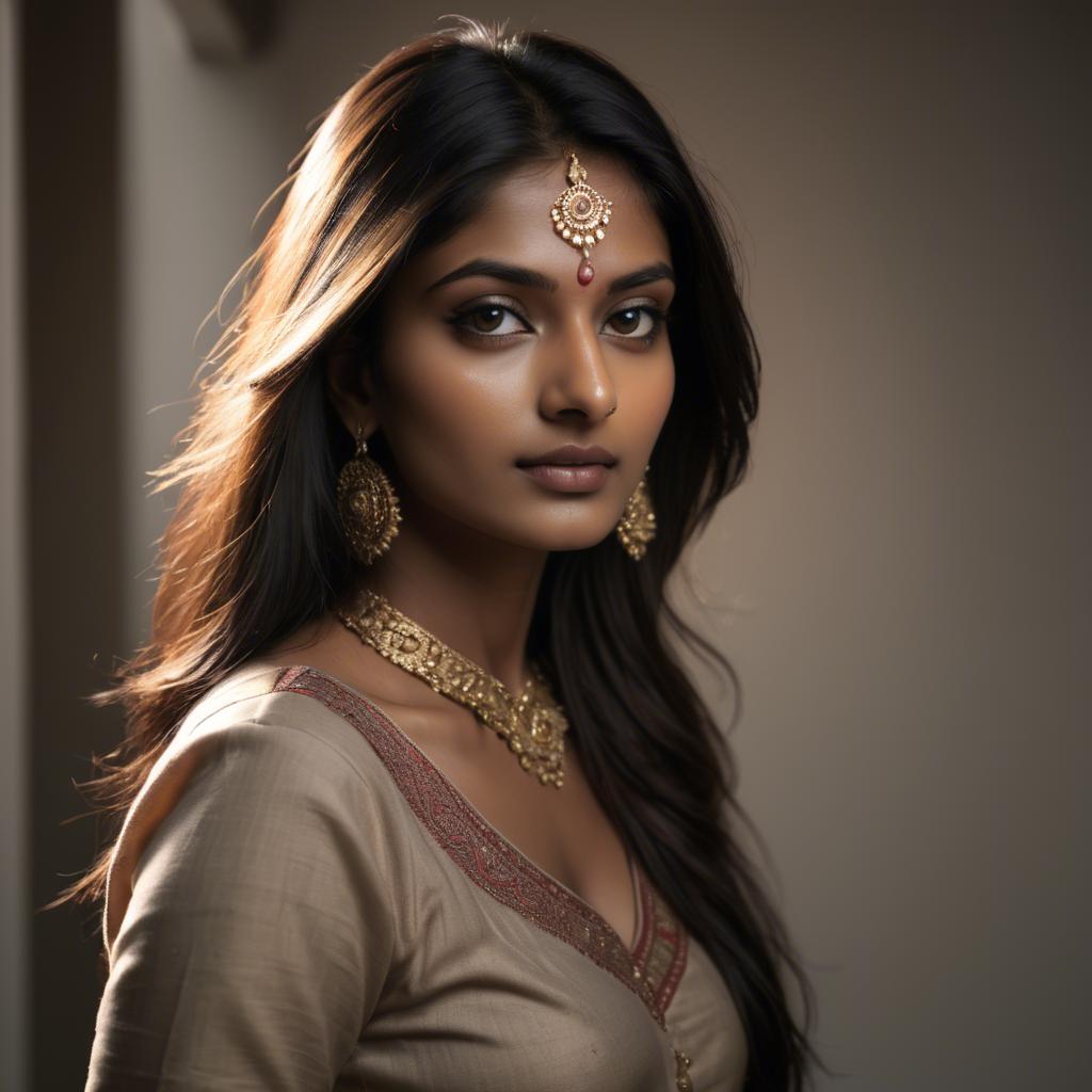 A stunning image of indian model in soft lighting.