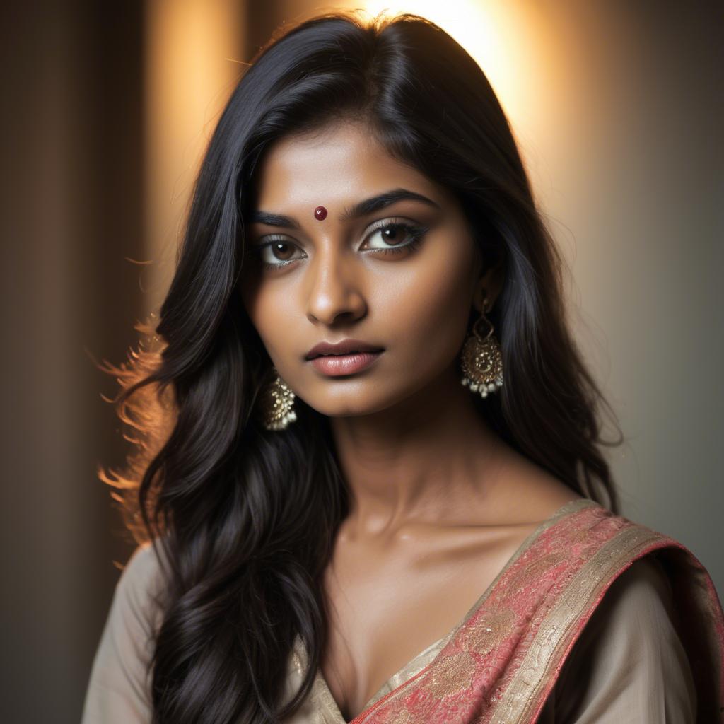 A stunning image of indian model in soft lighting.