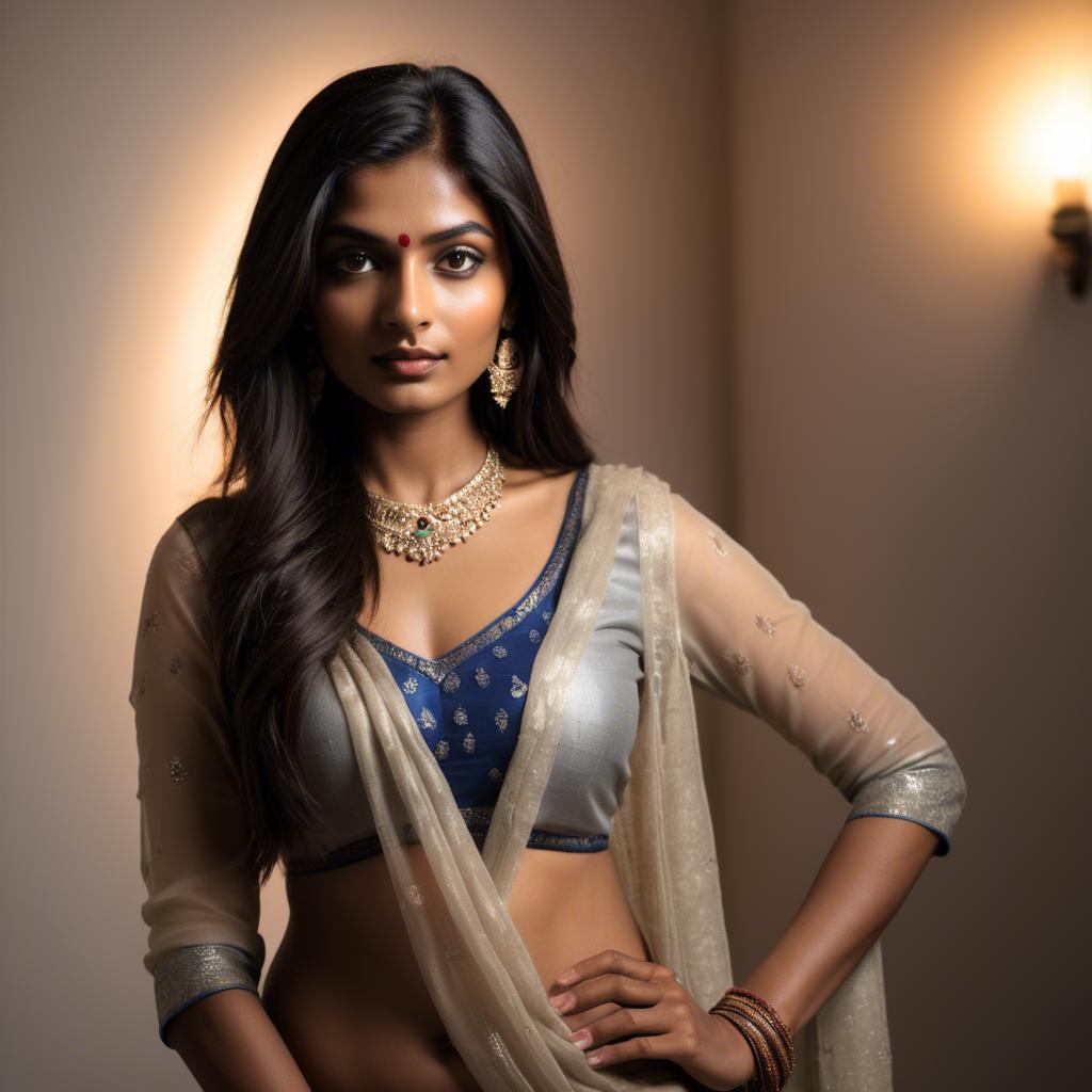 A stunning image of indian model in soft lighting.