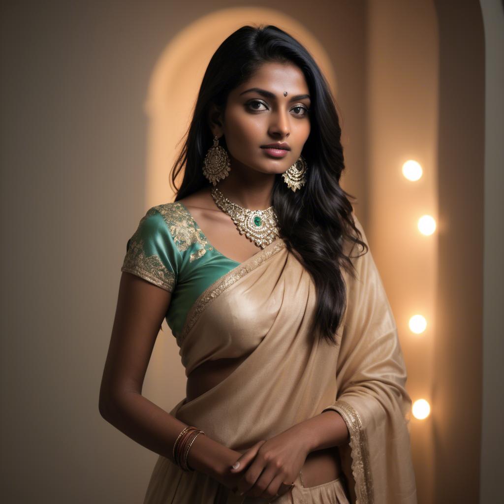 A stunning image of indian model in soft lighting.