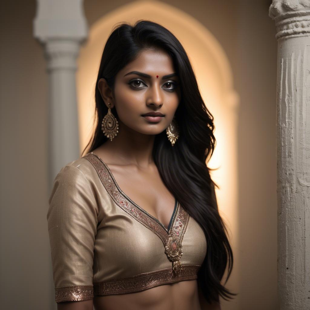 A stunning image of indian model in soft lighting.