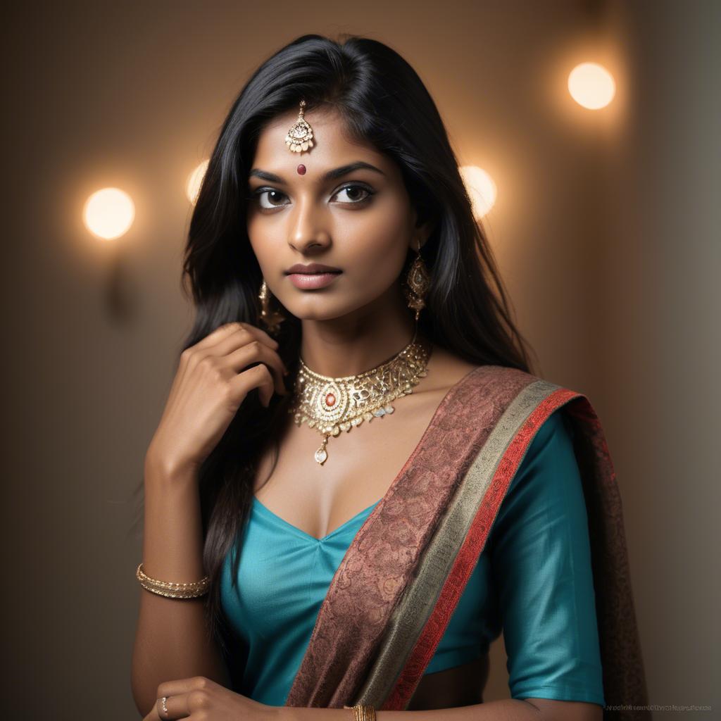 A stunning image of indian model in soft lighting.