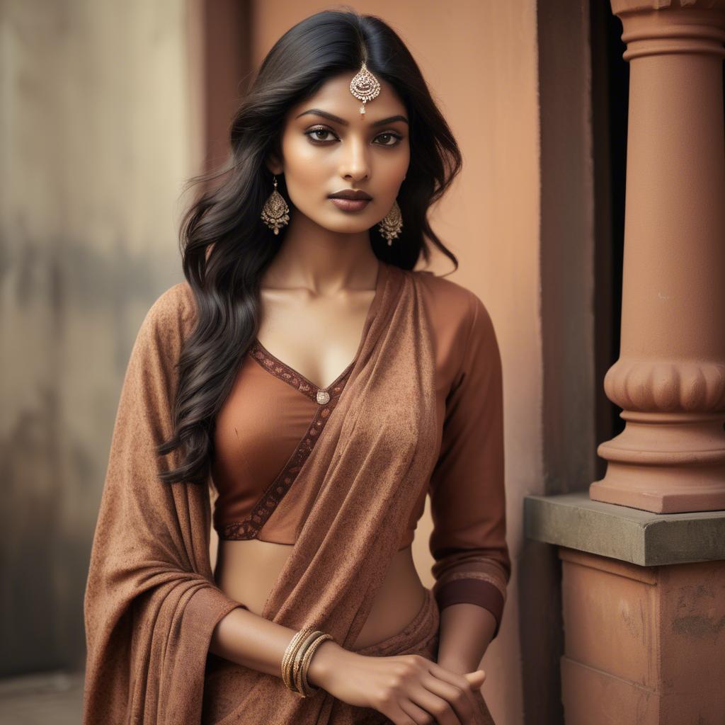 A stunning image of indian model in warm vintage hues.