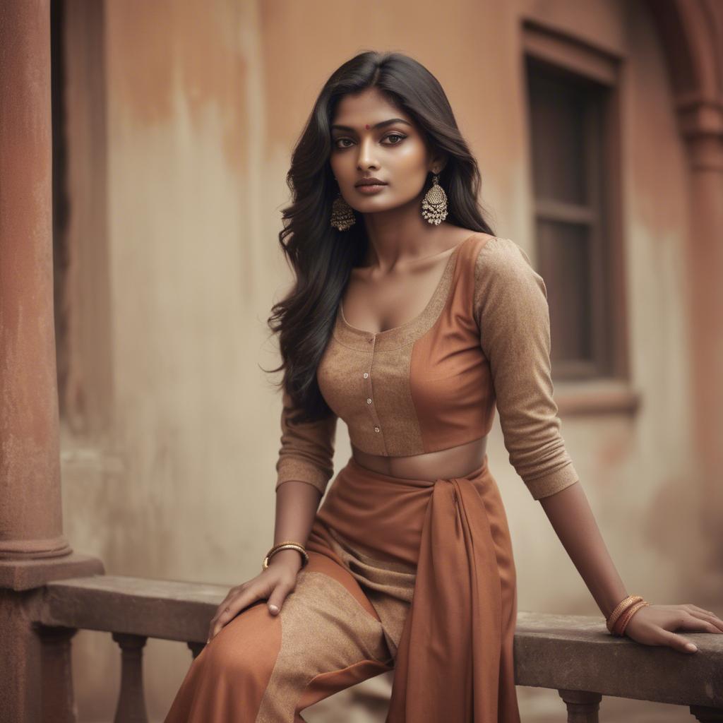 A stunning image of indian model in warm vintage hues.