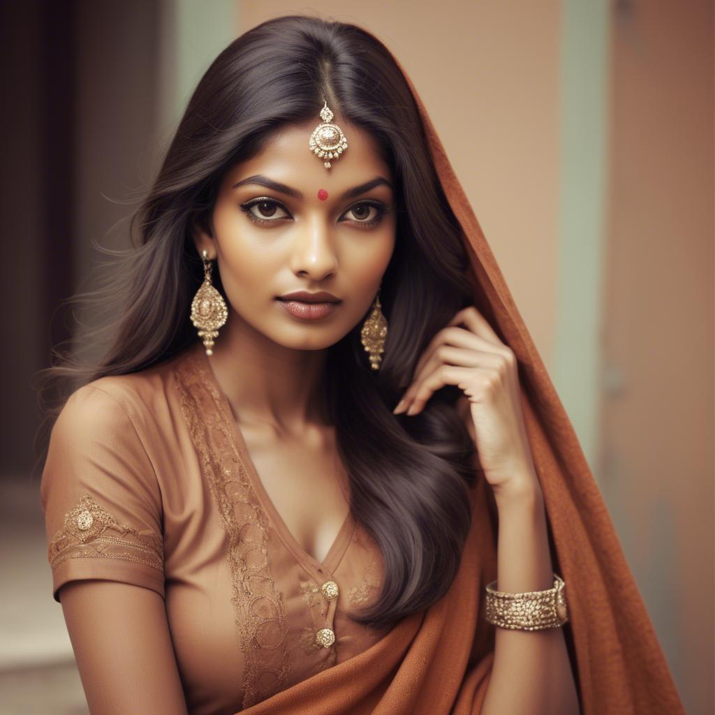 A stunning image of indian model in warm vintage hues.