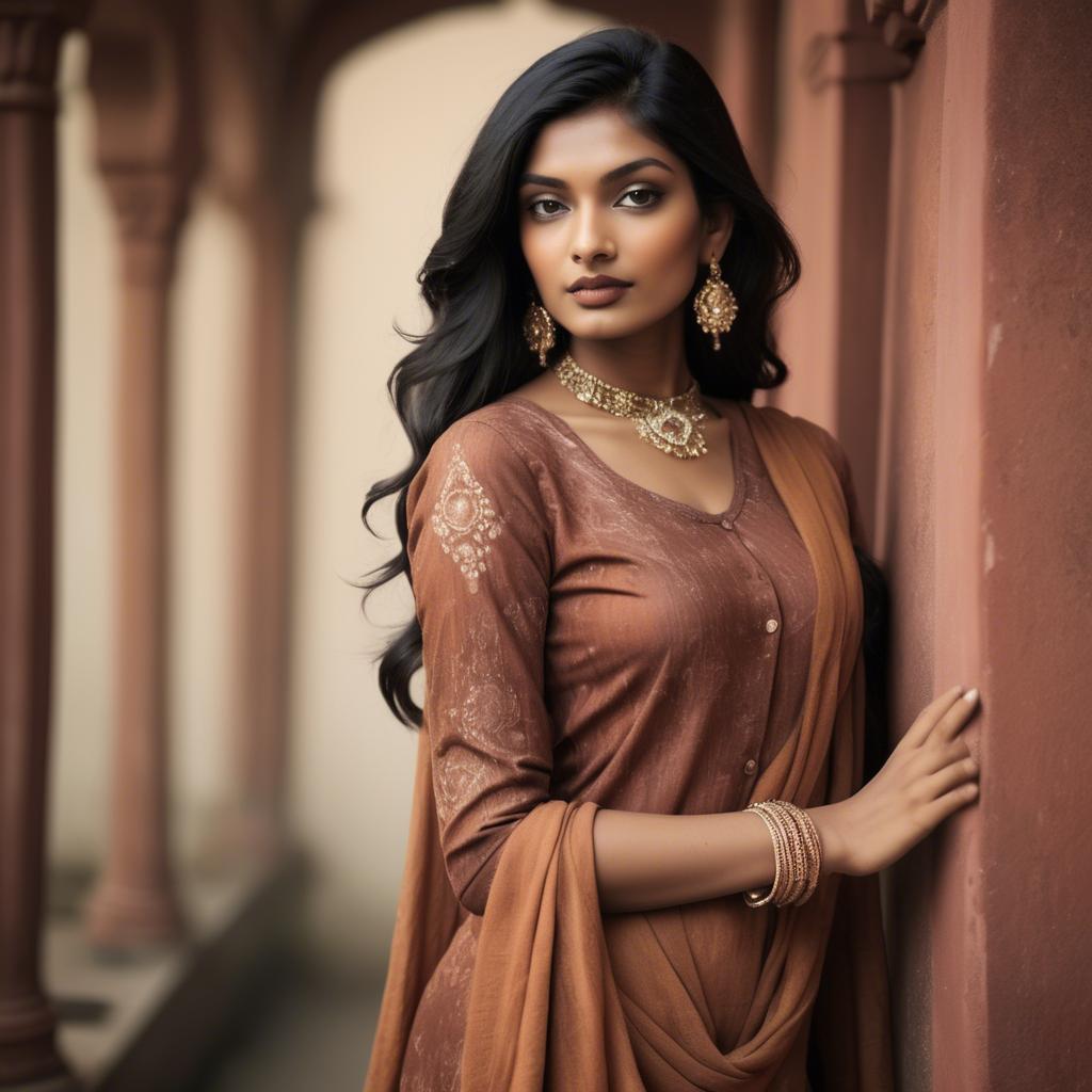 A stunning image of indian model in warm vintage hues.