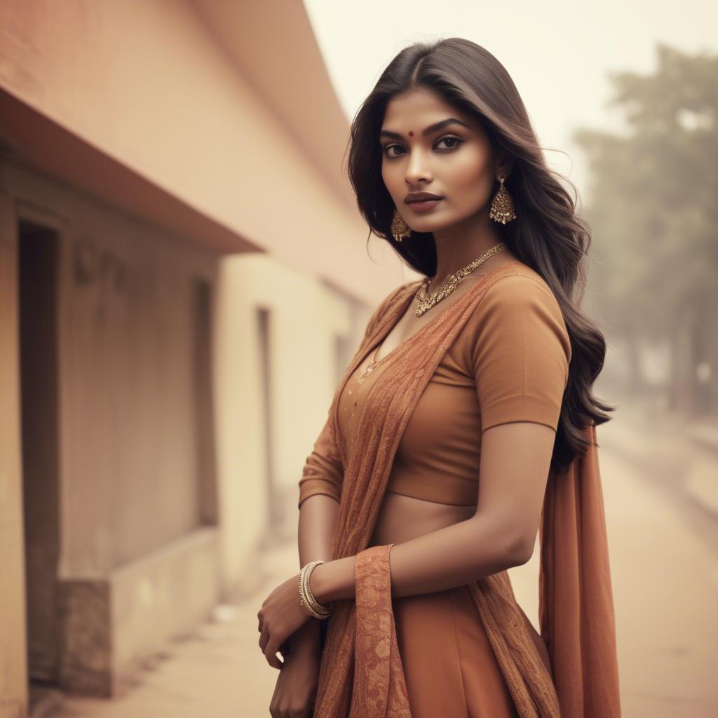 A stunning image of indian model in warm vintage hues.