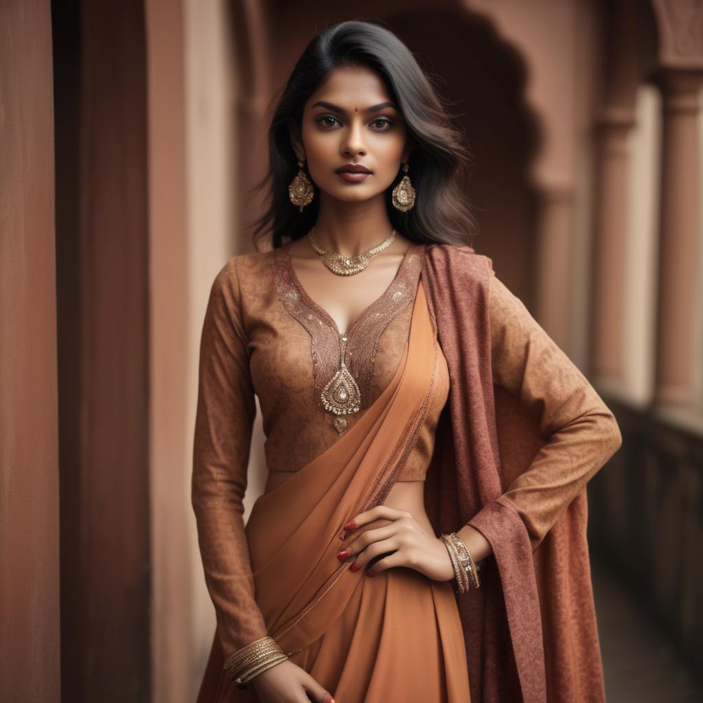 A stunning image of indian model in warm vintage hues.