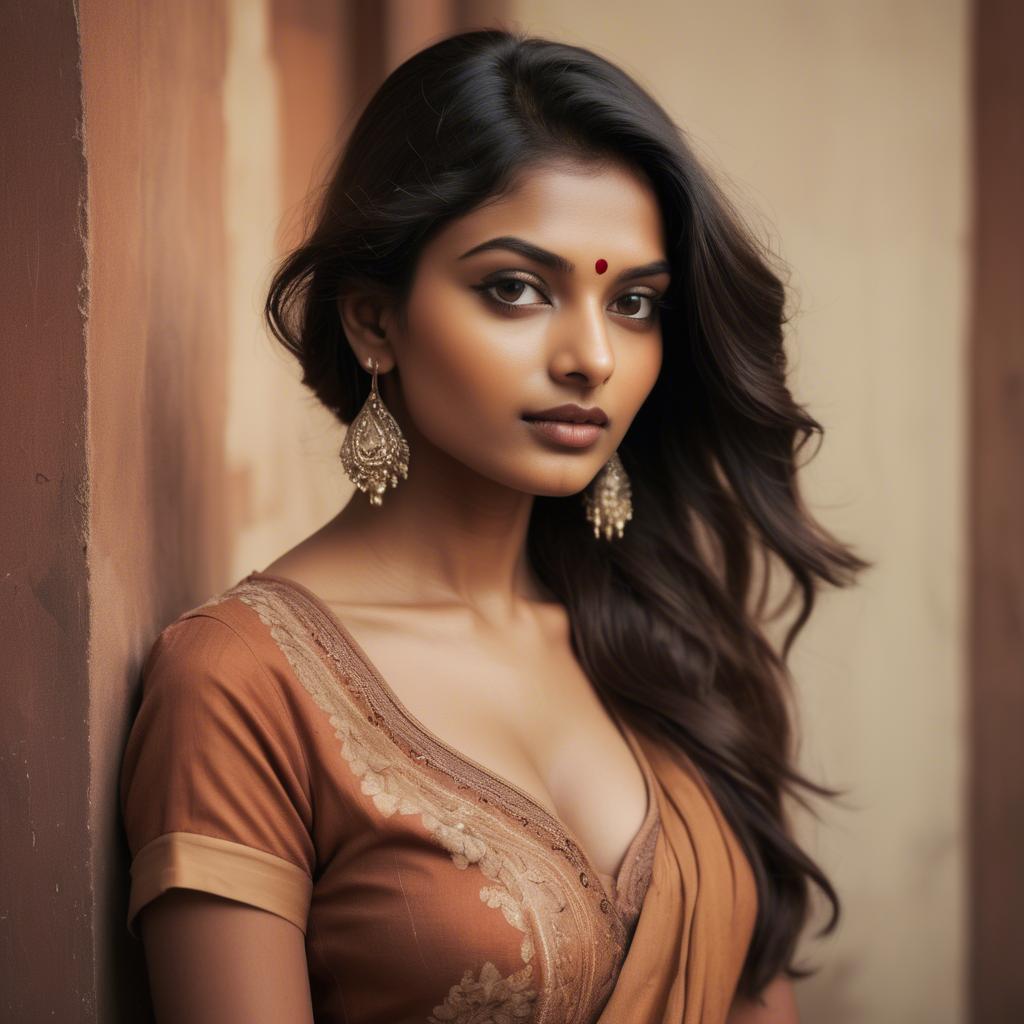 A stunning image of indian model in warm vintage hues.