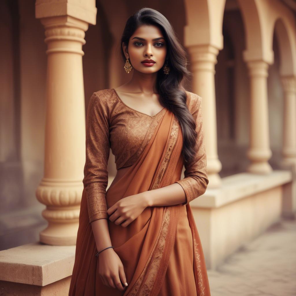 A stunning image of indian model in warm vintage hues.