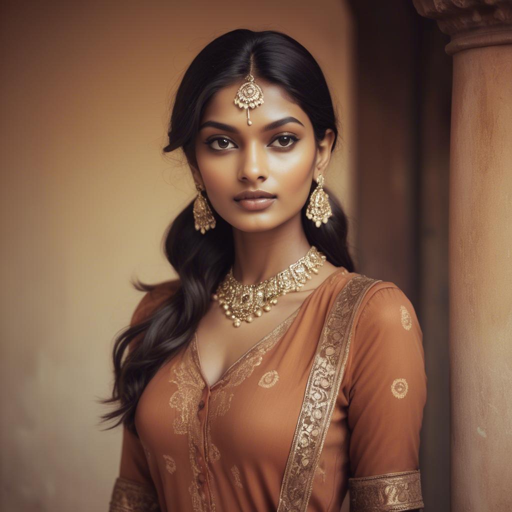 A stunning image of indian model in warm vintage hues.