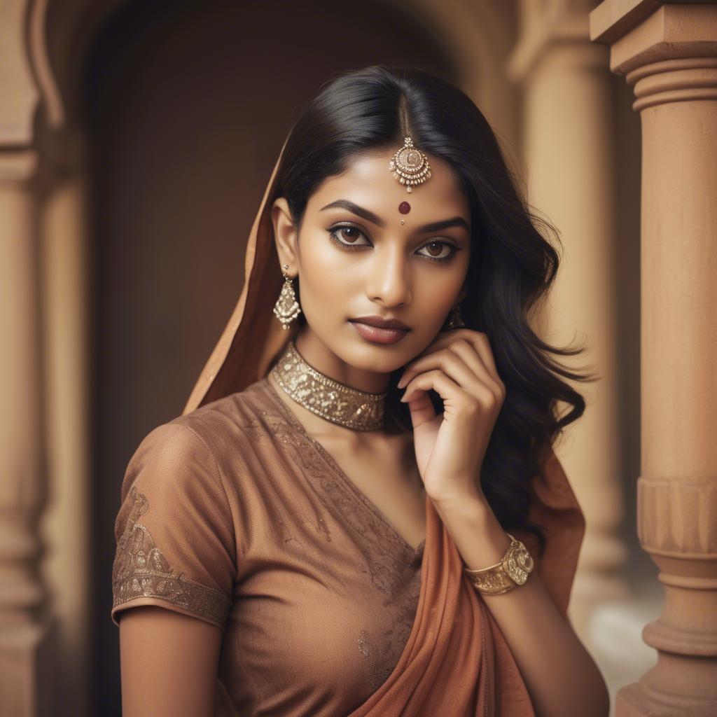 A stunning image of indian model in warm vintage hues.