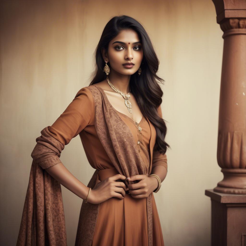 A stunning image of indian model in warm vintage hues.