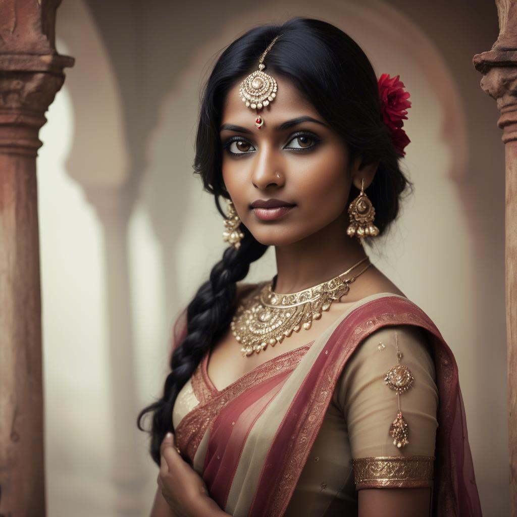 A stunning image of indian woman in romantic tones.