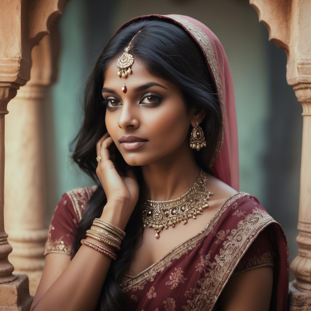 A stunning image of indian woman in romantic tones.