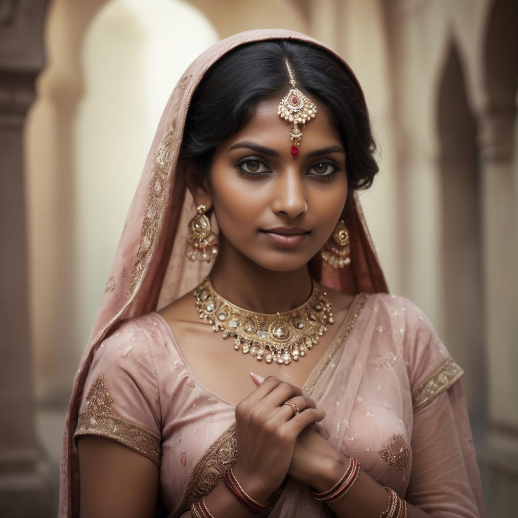 A stunning image of indian woman in romantic tones.