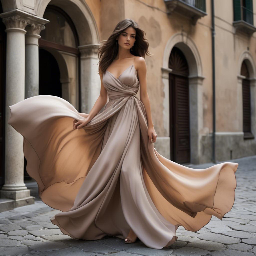 A stunning image of italian beauty in flowing fabrics.