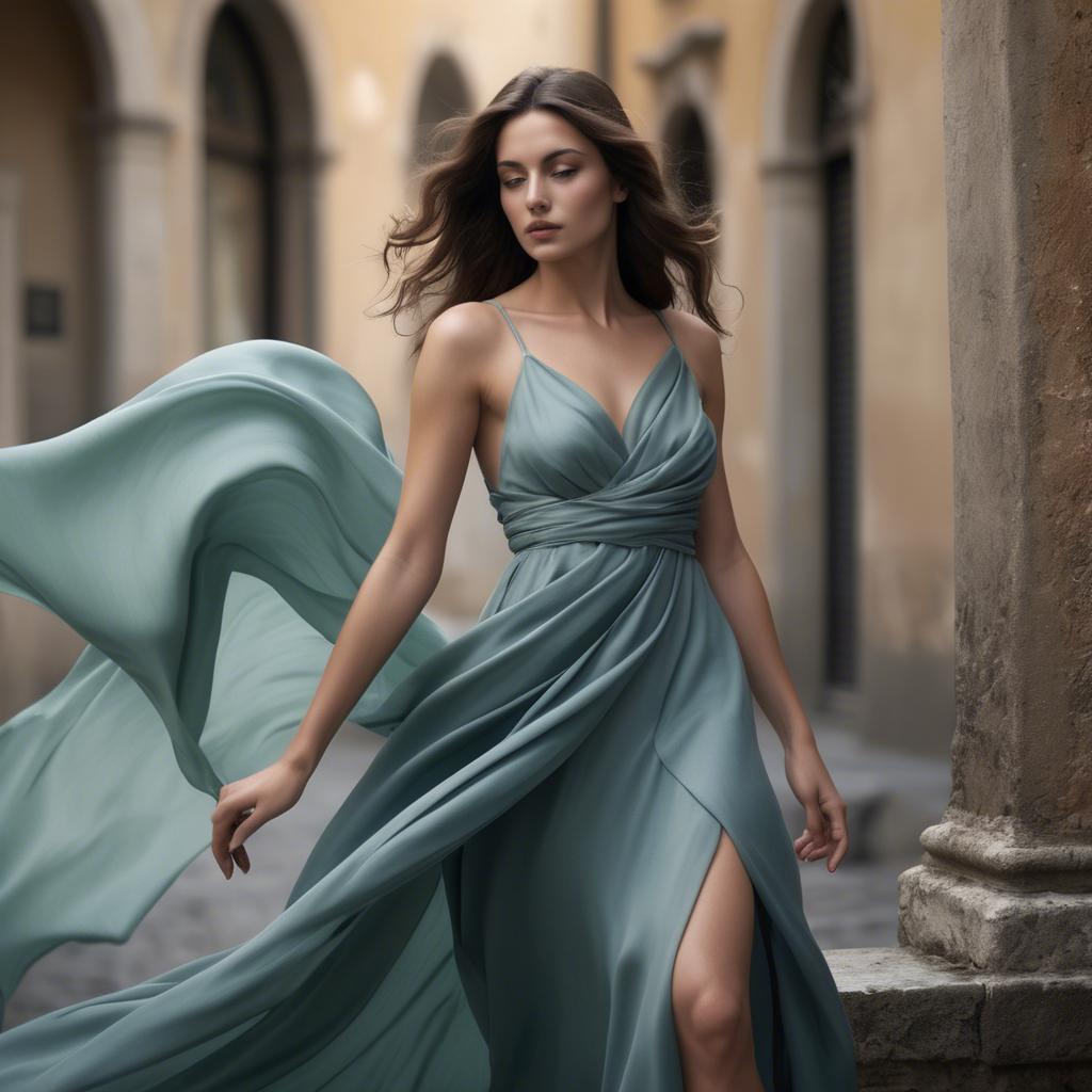 A stunning image of italian beauty in flowing fabrics.