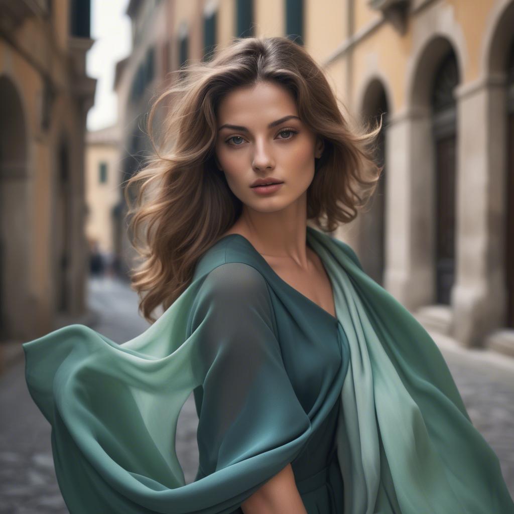 A stunning image of italian beauty in flowing fabrics.
