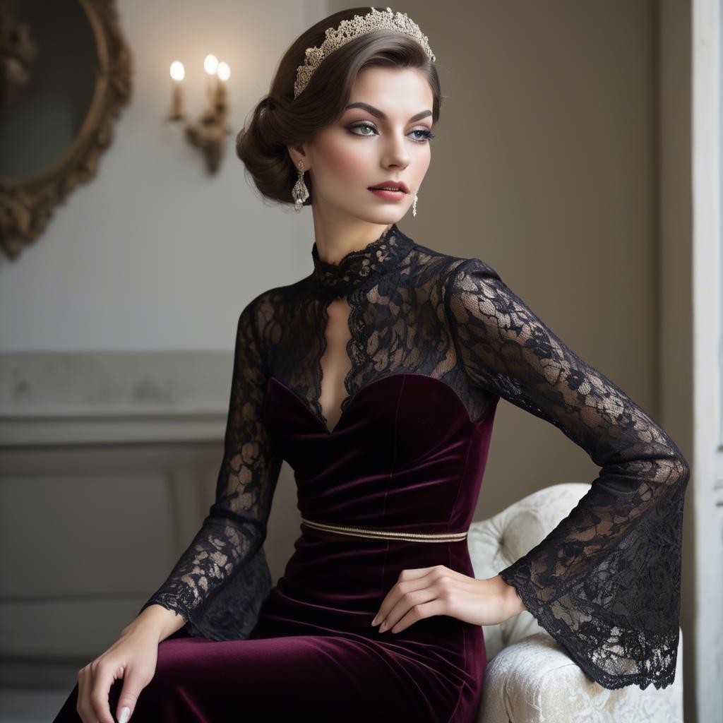A stunning image of italian glamour in lace and velvet.