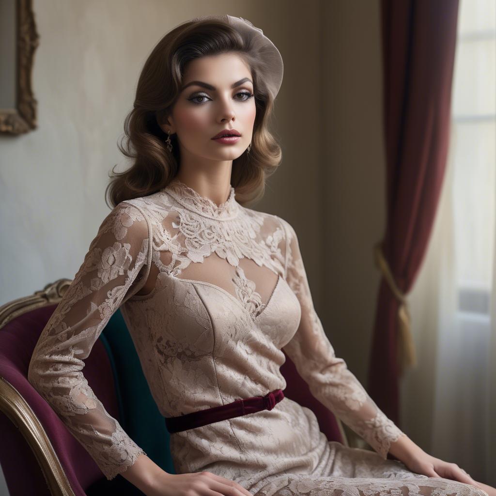 A stunning image of italian glamour in lace and velvet.