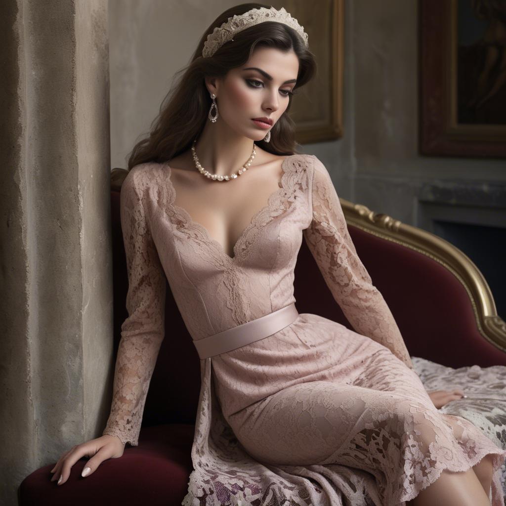 A stunning image of italian glamour in lace and velvet.