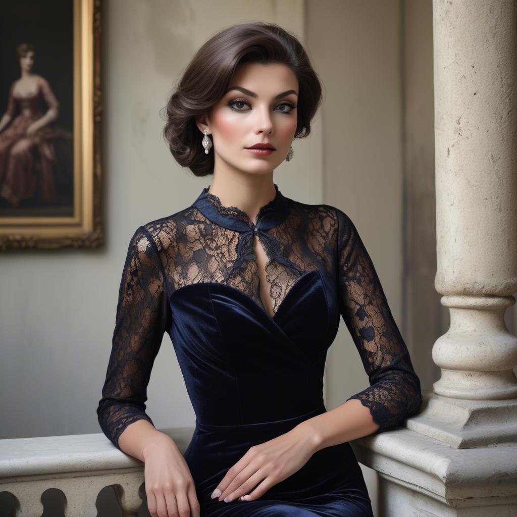 A stunning image of italian glamour in lace and velvet.