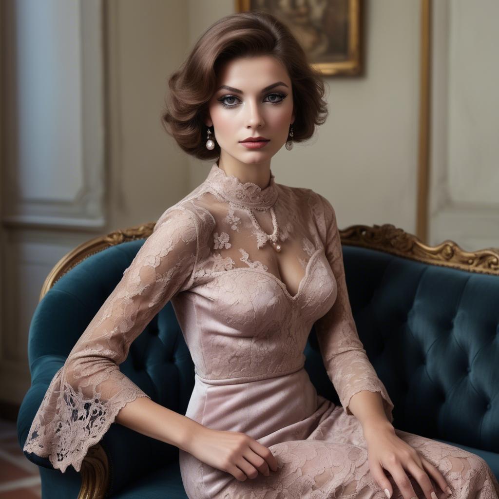 A stunning image of italian glamour in lace and velvet.