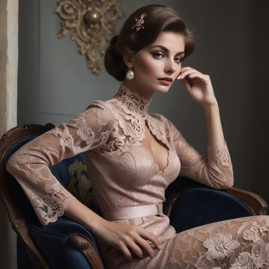 A stunning image of italian glamour in lace and velvet.