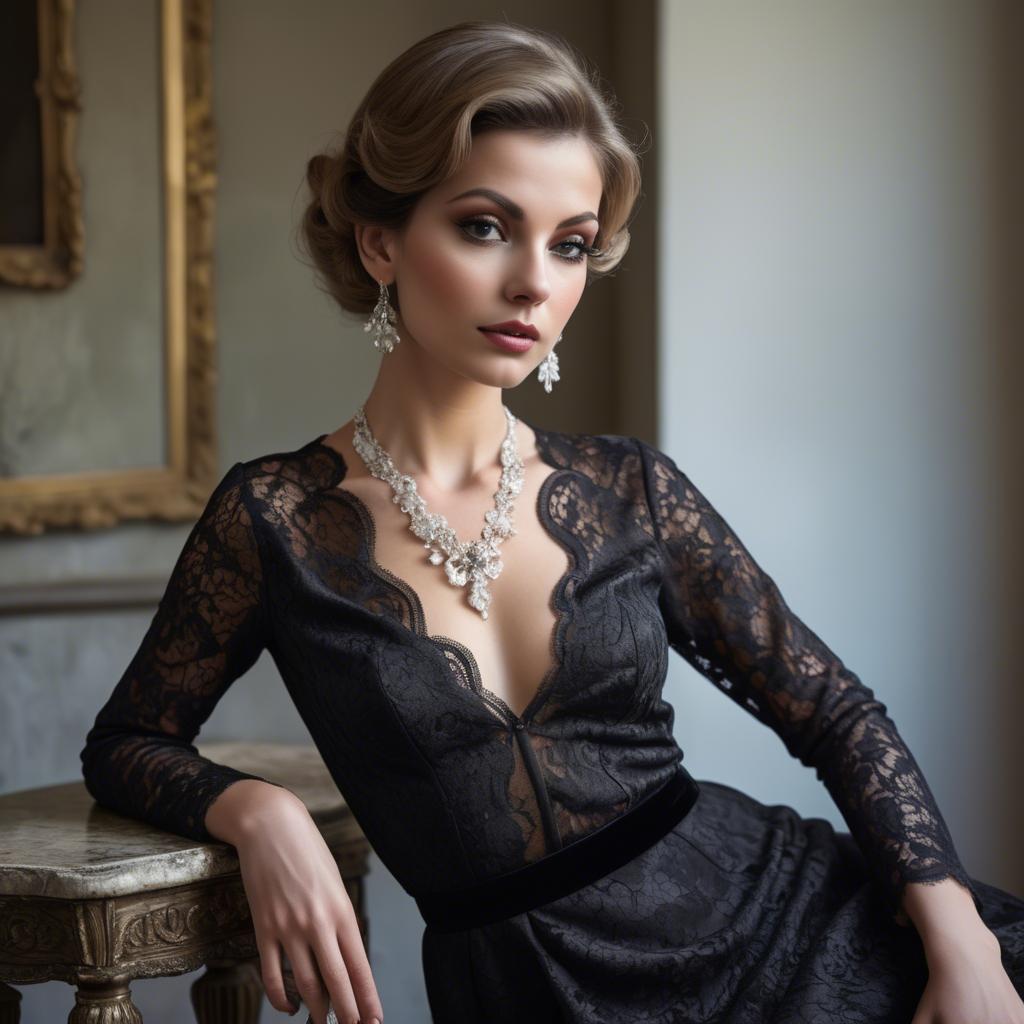 A stunning image of italian glamour in lace and velvet.