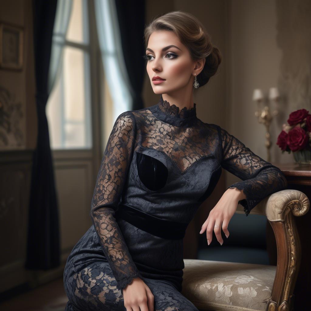 A stunning image of italian glamour in lace and velvet.