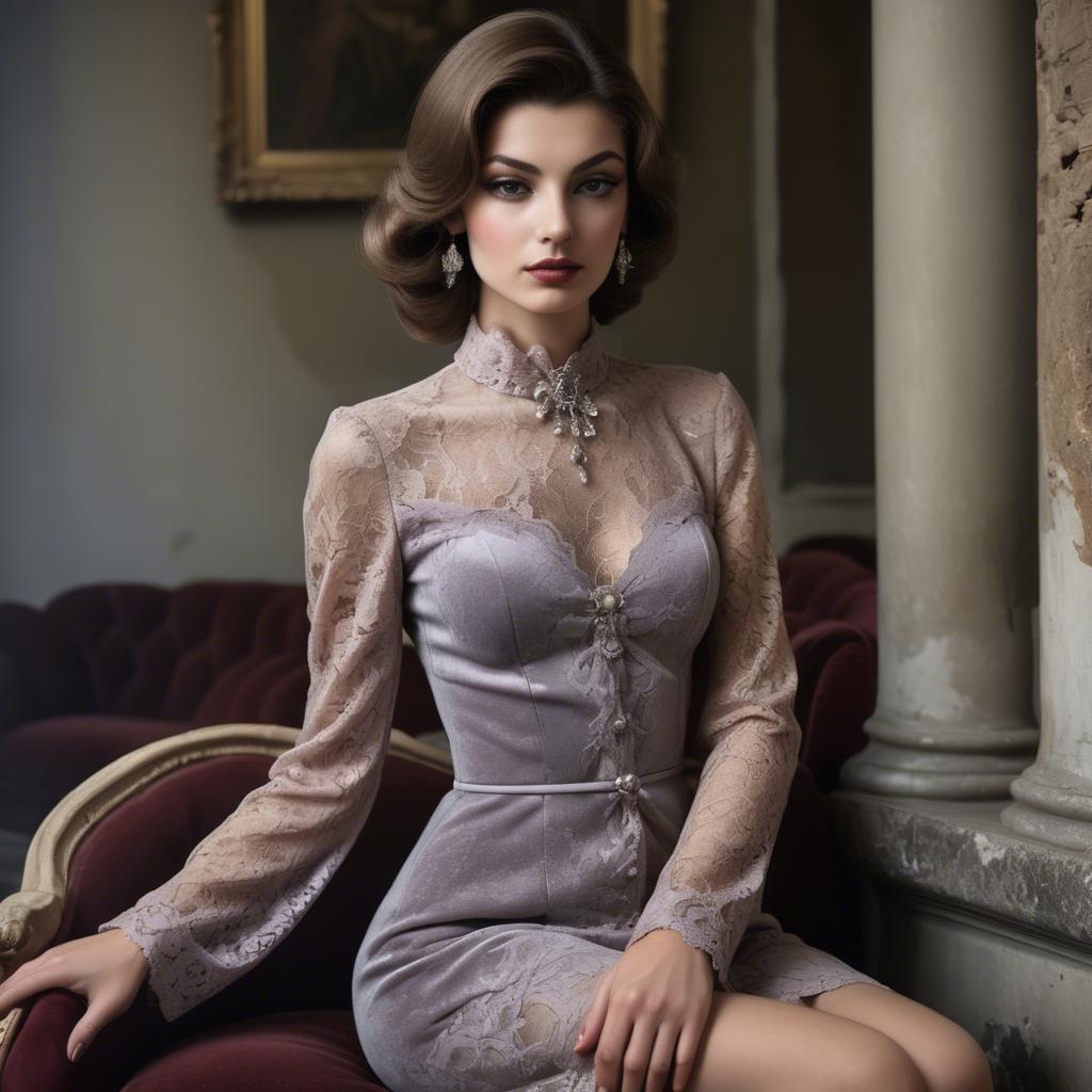 A stunning image of italian glamour in lace and velvet.