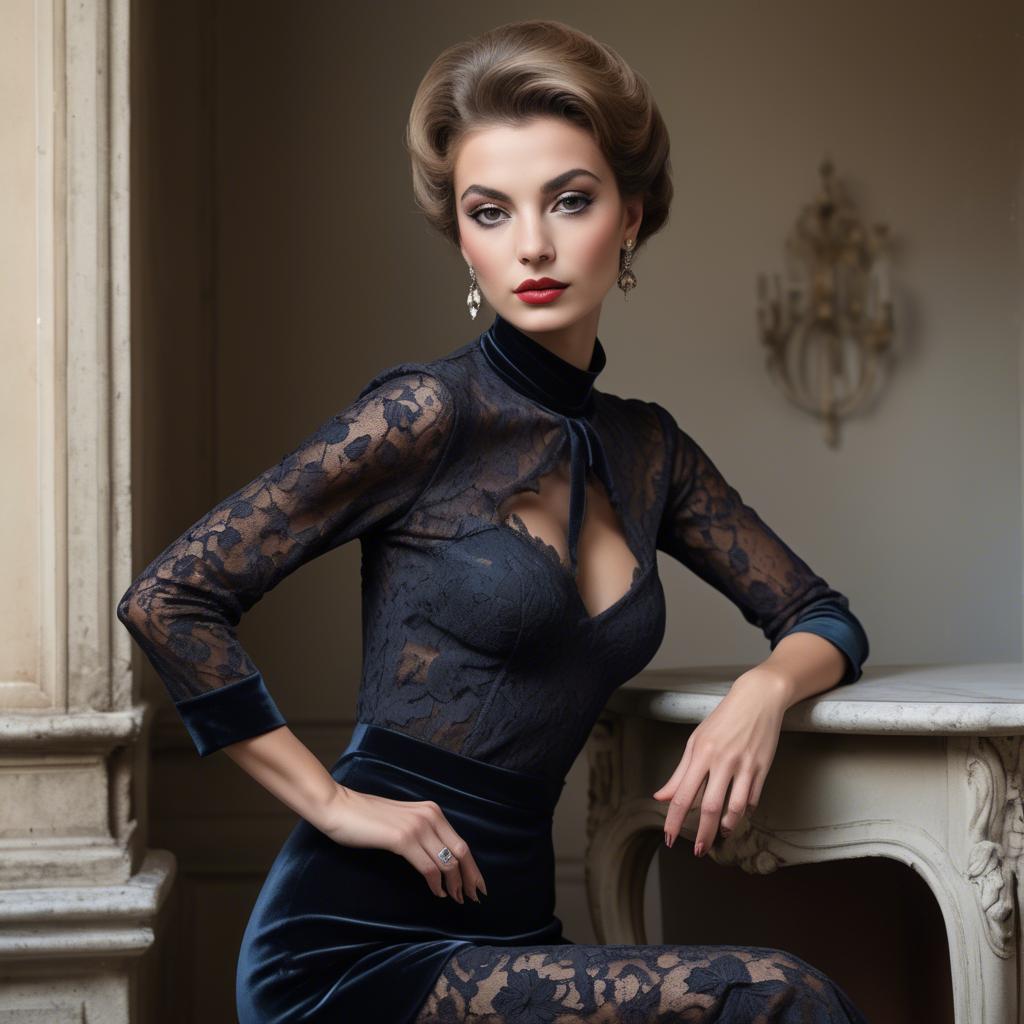 A stunning image of italian glamour in lace and velvet.