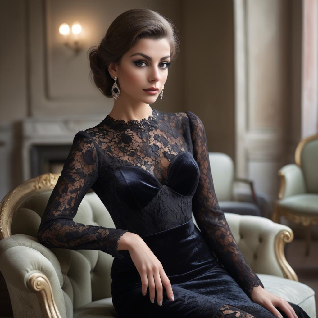 A stunning image of italian glamour in lace and velvet.