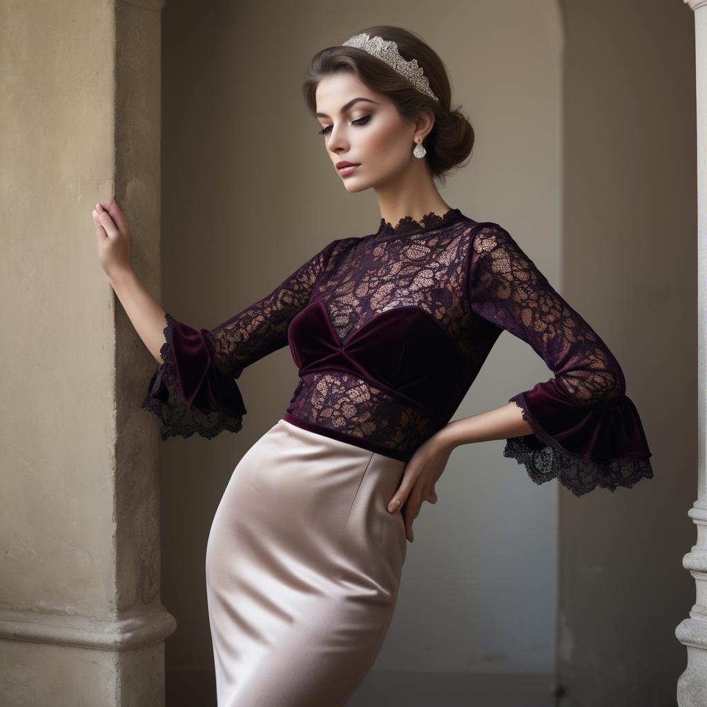 A stunning image of italian glamour in lace and velvet.