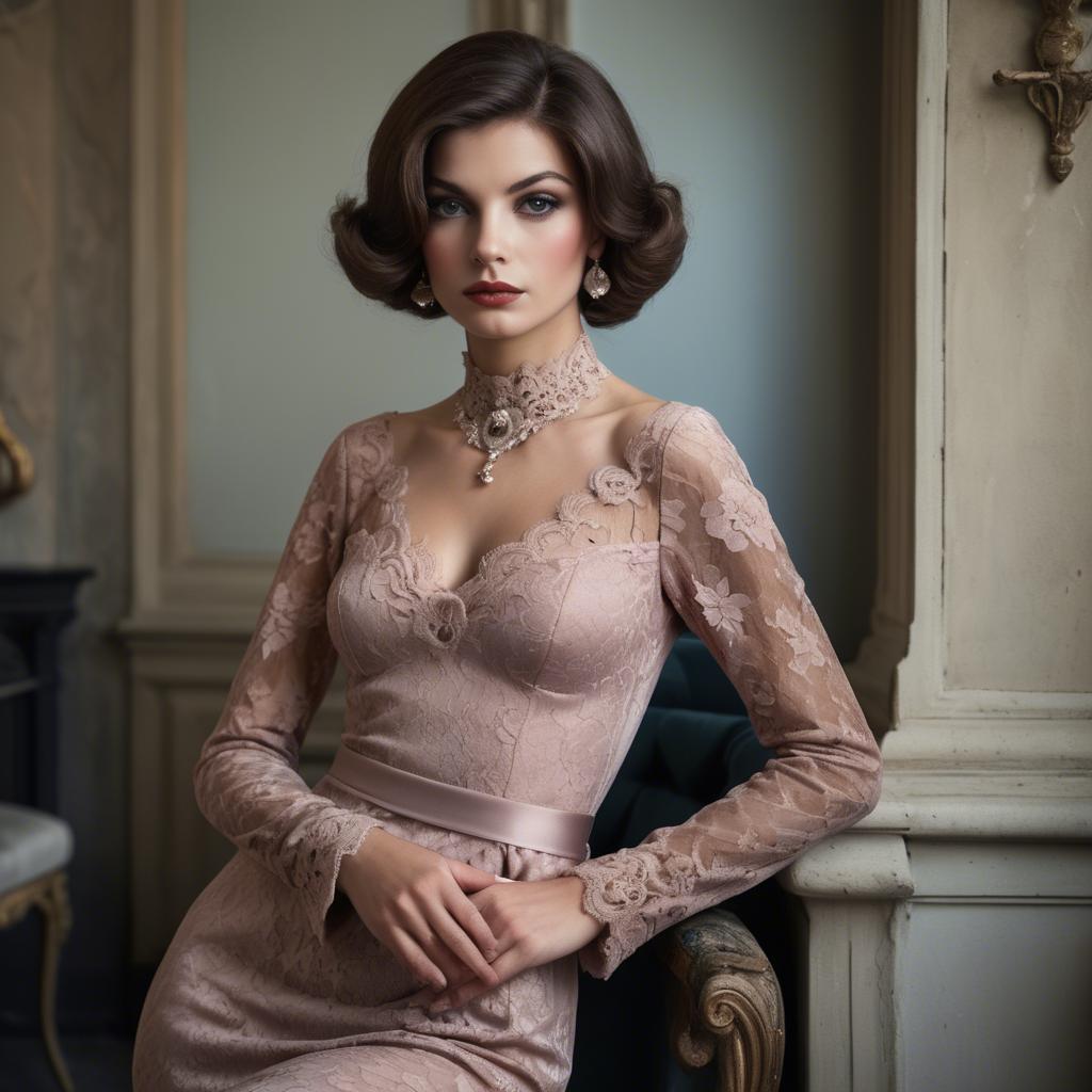 A stunning image of italian glamour in lace and velvet.
