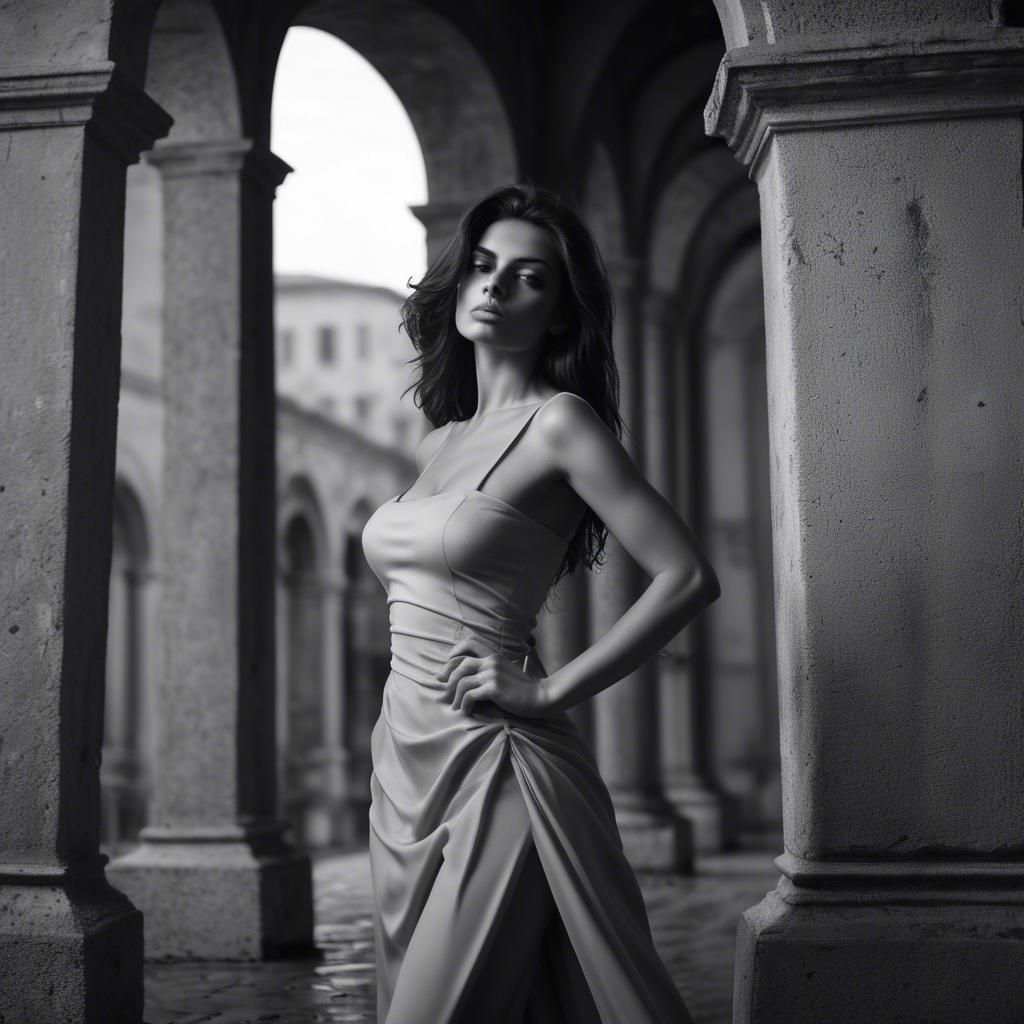 A stunning image of italian model in dramatic settings.