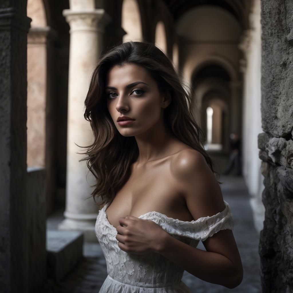 A stunning image of italian model in dramatic settings.
