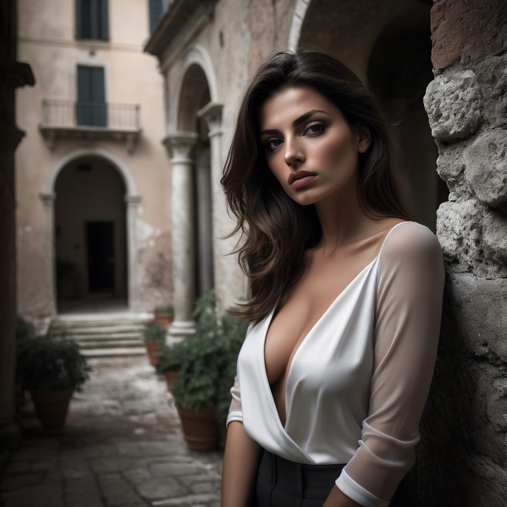 A stunning image of italian model in dramatic settings.