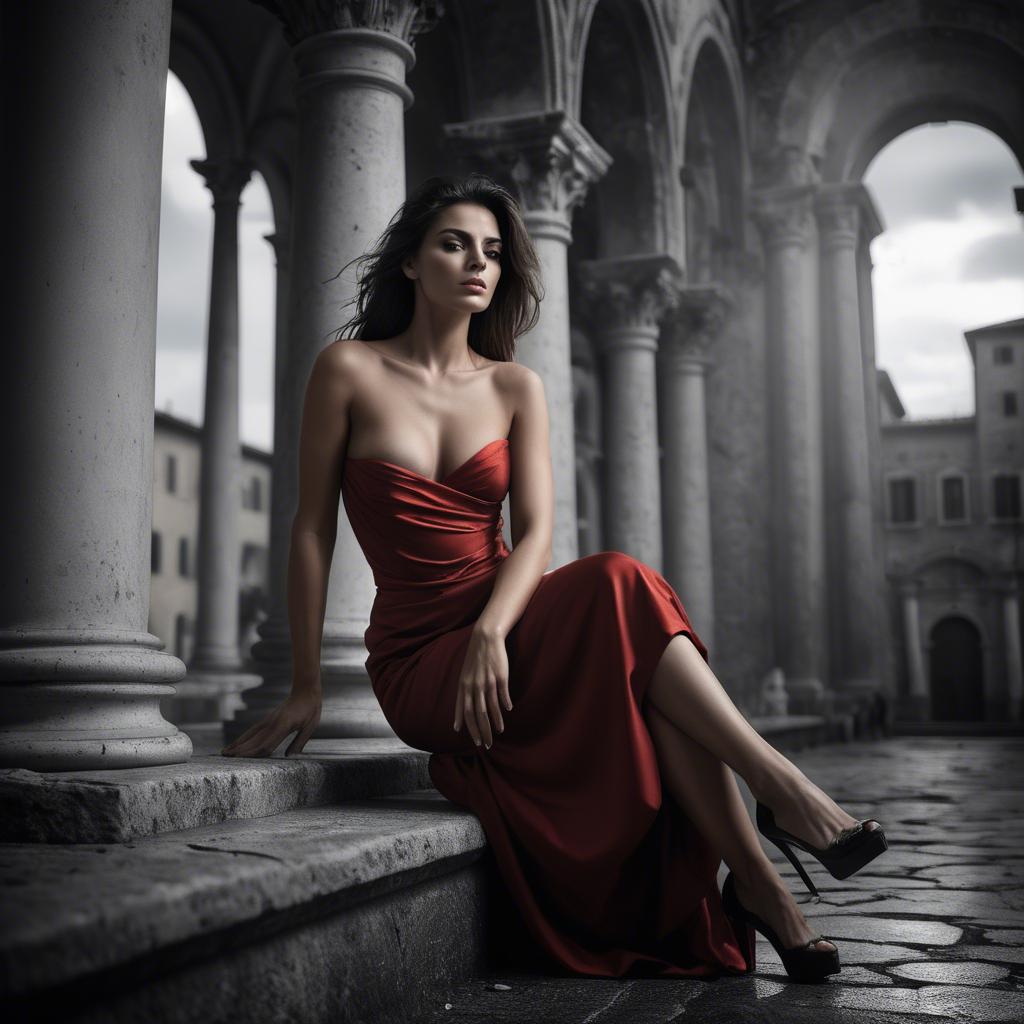 A stunning image of italian model in dramatic settings.