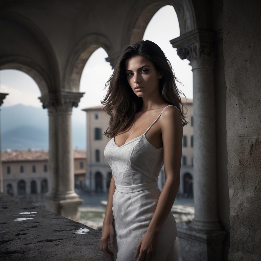 A stunning image of italian model in dramatic settings.