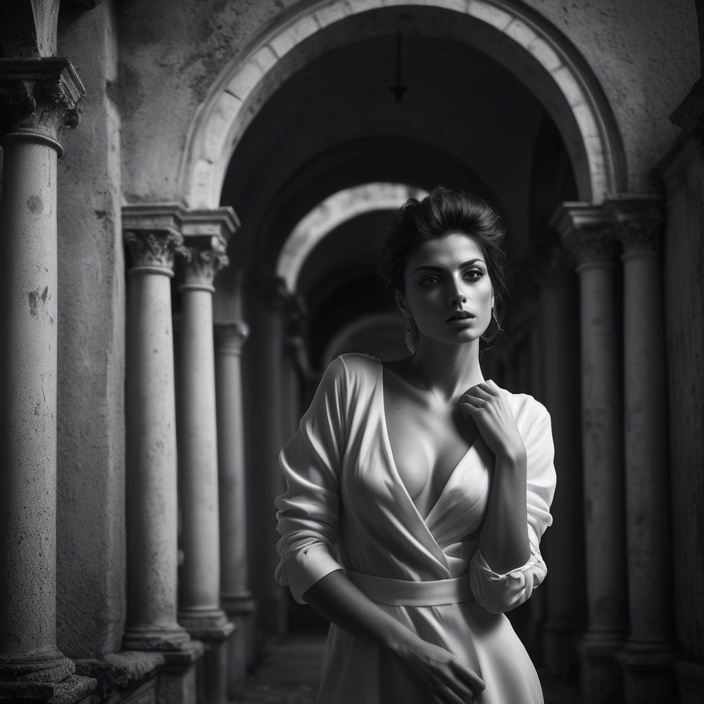 A stunning image of italian model in dramatic settings.