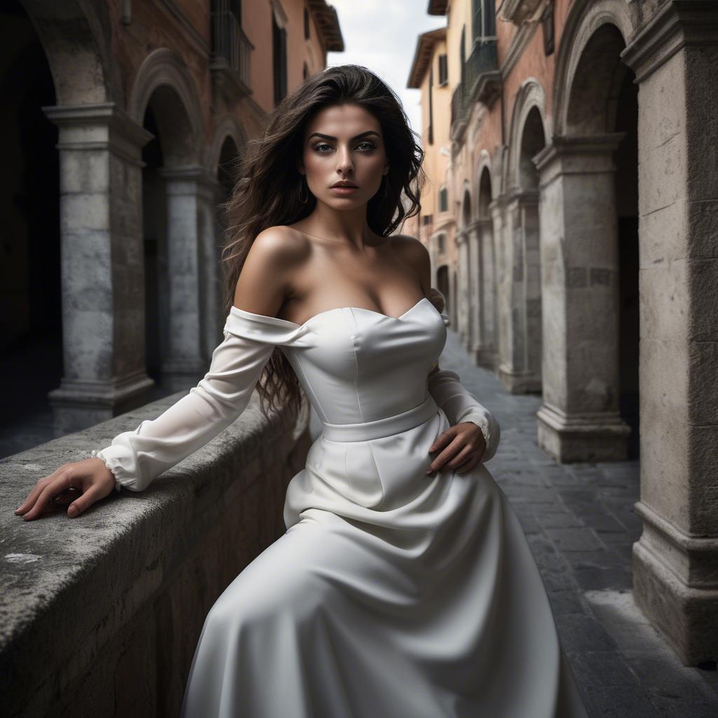 A stunning image of italian model in dramatic settings.