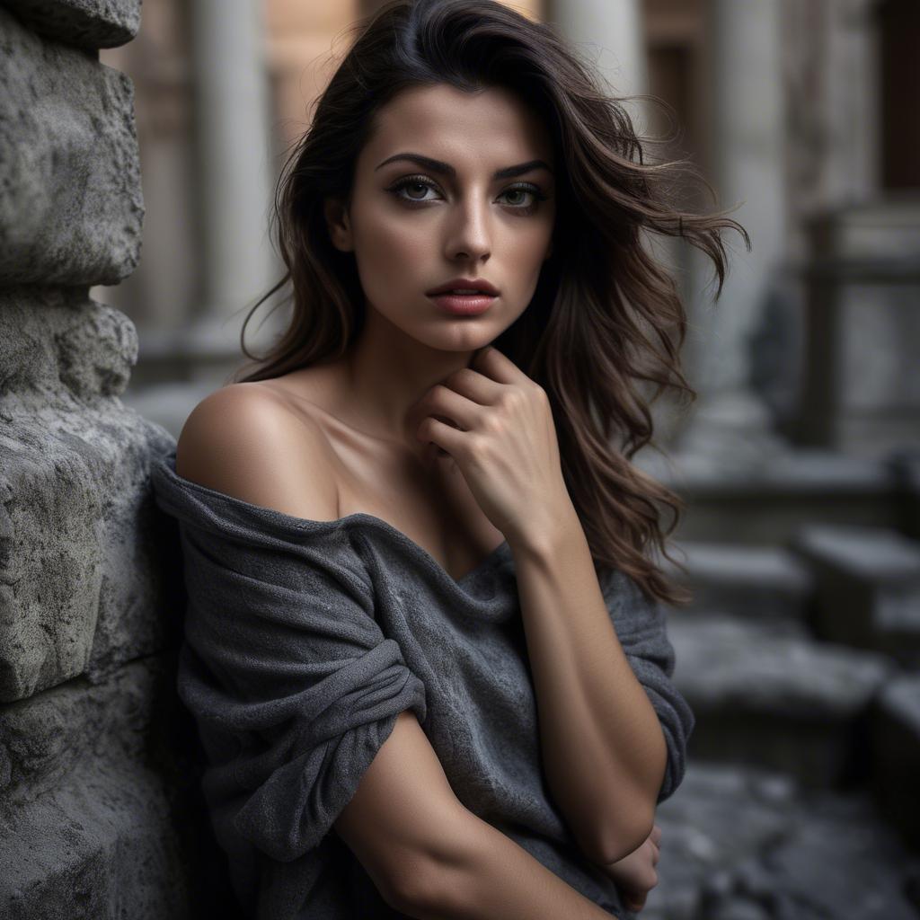 A stunning image of italian model in dramatic settings.